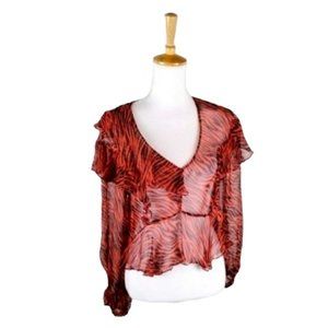 Stevie May Walk On By Top In Rouge Tiger Print Size XS